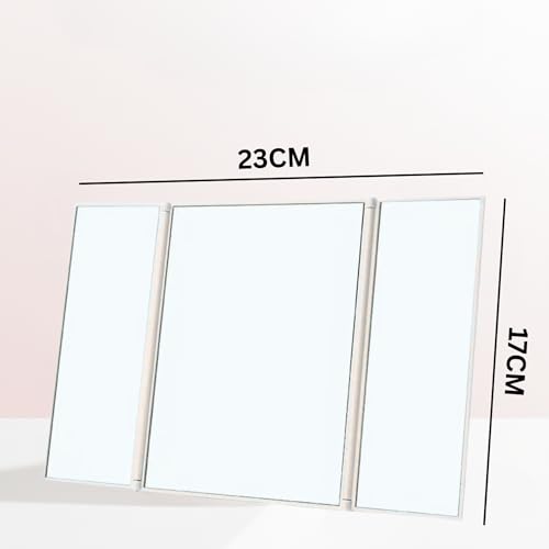 TOMATUS Tri-Fold Makeup Mirror with Stand | Travel-Friendly Vanity Mirror | Portable and Compact Tabletop Folding Mirror for Beauty, Skincare, Pack of 1, White - Image 2