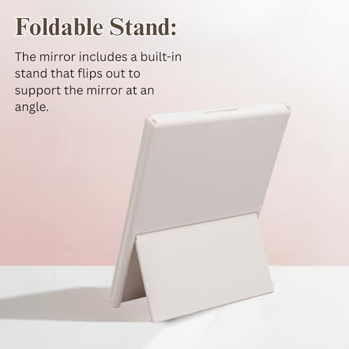 TOMATUS Tri-Fold Makeup Mirror with Stand | Travel-Friendly Vanity Mirror | Portable and Compact Tabletop Folding Mirror for Beauty, Skincare, Pack of 1, White - Image 4