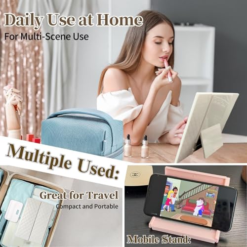 TOMATUS Tri-Fold Makeup Mirror with Stand | Travel-Friendly Vanity Mirror | Portable and Compact Tabletop Folding Mirror for Beauty, Skincare, Pack of 1, White - Image 5