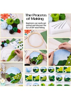 KASTWAVE Embroidery Kits, Needle Felt Starter Set for Beginners, Wool Needle Felt Set with Embroidery Hoop Color Threads Felt Needle Picture Frame for Arts and Crafts Hobbyists  - Image 2