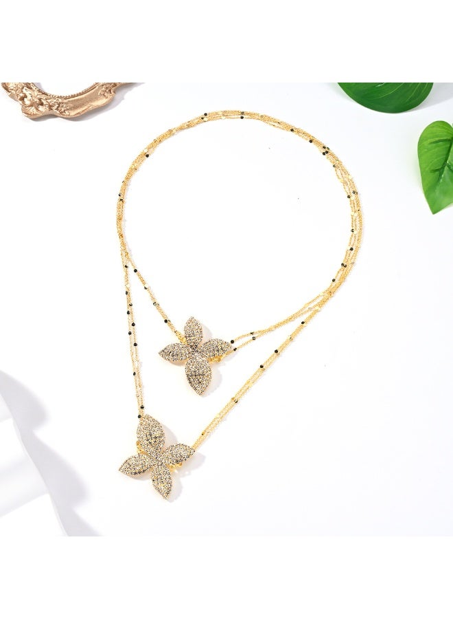 Dainty Gold Chain Butterfly Rhinestones Layered Necklace Stackable Choker Necklace Minimalist Necklace Chain Jewelry for Women and Girls  - Image 2