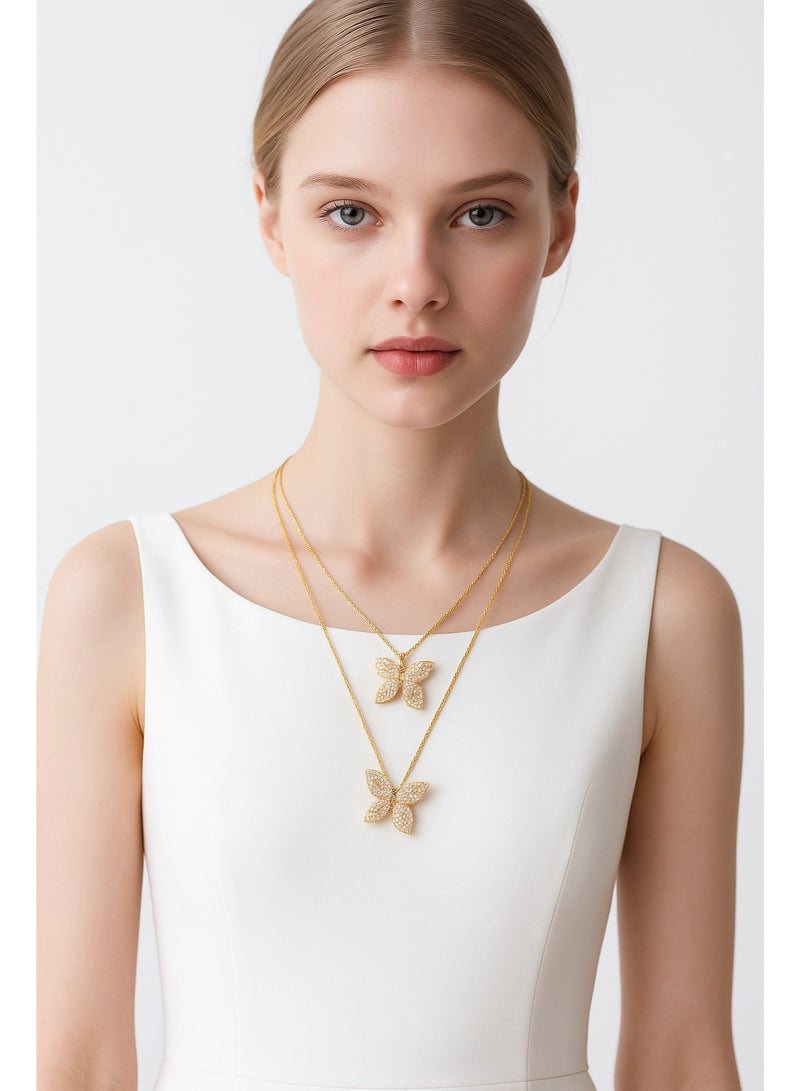Dainty Gold Chain Butterfly Rhinestones Layered Necklace Stackable Choker Necklace Minimalist Necklace Chain Jewelry for Women and Girls  - Image 3