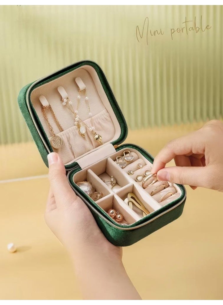 Mini portable jewelry storage box , Velvet jewelry storage box Earrings ring necklace storage box Travel jewelry box - Image 2