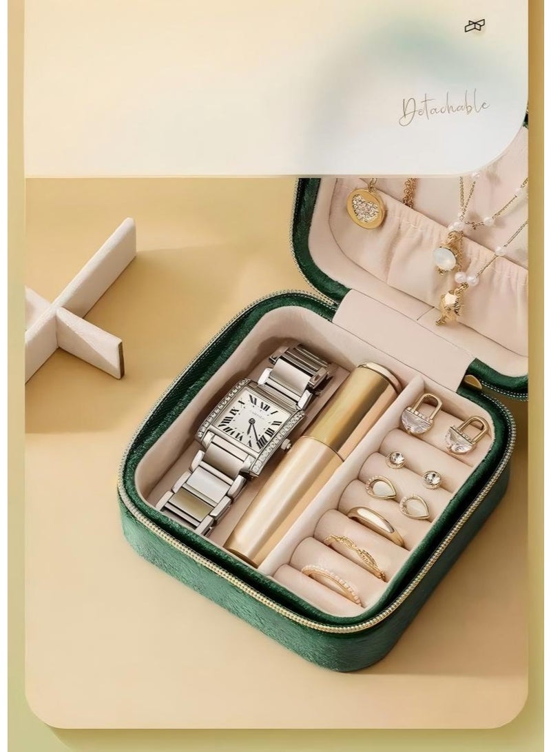 Mini portable jewelry storage box , Velvet jewelry storage box Earrings ring necklace storage box Travel jewelry box - Image 3