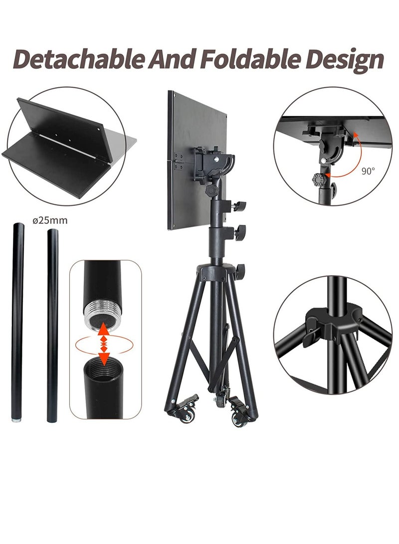 GENNEXT Universal Workstation Projector Tripod Stand with Wheels, Phone Holder [Adjustable Height upto 61” Tiltable 180 Degrees] Rolling Laptop Desk Tripod For Stage, Studio - Image 3