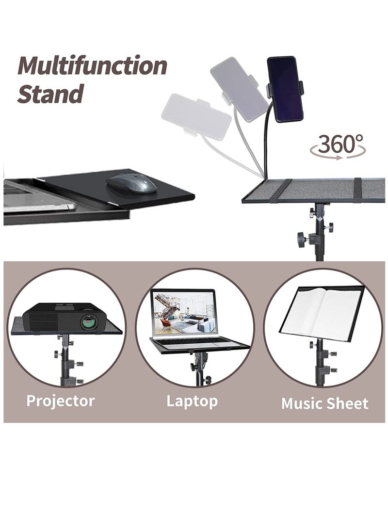 GENNEXT Universal Workstation Projector Tripod Stand with Wheels, Phone Holder [Adjustable Height upto 61” Tiltable 180 Degrees] Rolling Laptop Desk Tripod For Stage, Studio - Image 2