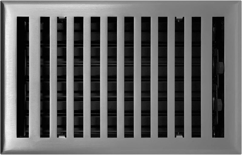Madelyn Carter Contemporary Solid Brass 4" x 10" Floor Vent Cover, Brushed Nickel - Image 1