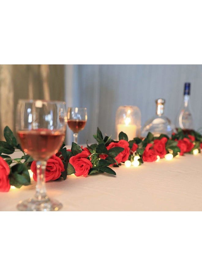 ZWYOQI ELINSON 16 FT Fake Rose Vine Garland Artificial Flowers Plants Hanging Rose Ivy Home Hotel Office Wedding Party Garden Décor (Red/2PCS) - Image 5