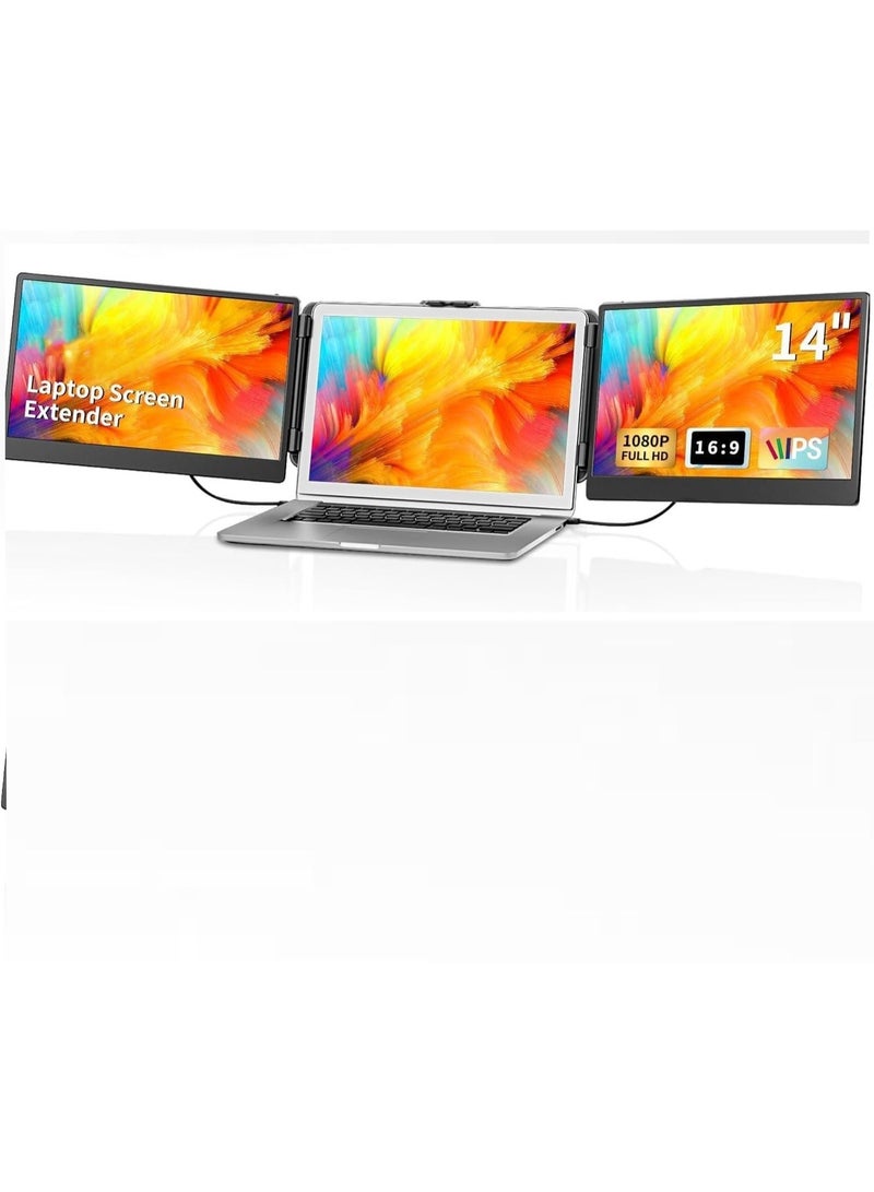Touch 14-inch Portable Triple Monitor, Full HD IPS Laptop Screen Extender with USB-C and HDMI Ports - Image 1