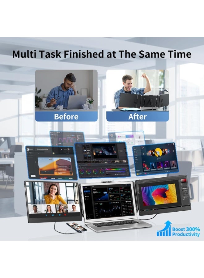 Touch 14-inch Portable Triple Monitor, Full HD IPS Laptop Screen Extender with USB-C and HDMI Ports - Image 3