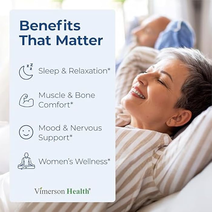Vimerson Health فيمرسون هيلث مغنيسيوم جليسينات 200 ملغ للنوم والاسترخاء - دعم العقل الهادئ والتوتر - لطيف على المعدة، شكل متاح حيوياً - 60 كبسولة نباتية - Image 2