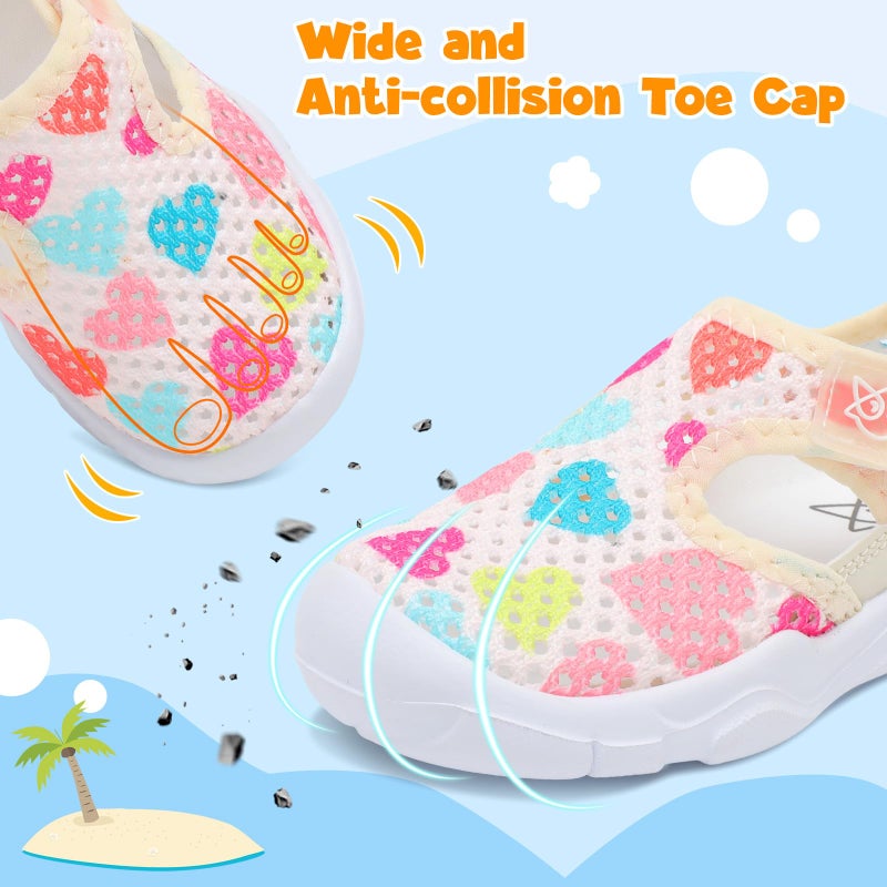 LeIsfIt Toddler Girls Boys Sandals Closed Toe Water Sandals Kids Lightweight Wide Water Shoes for Indoor Outdoor Color Love 7 Toddler - Image 3