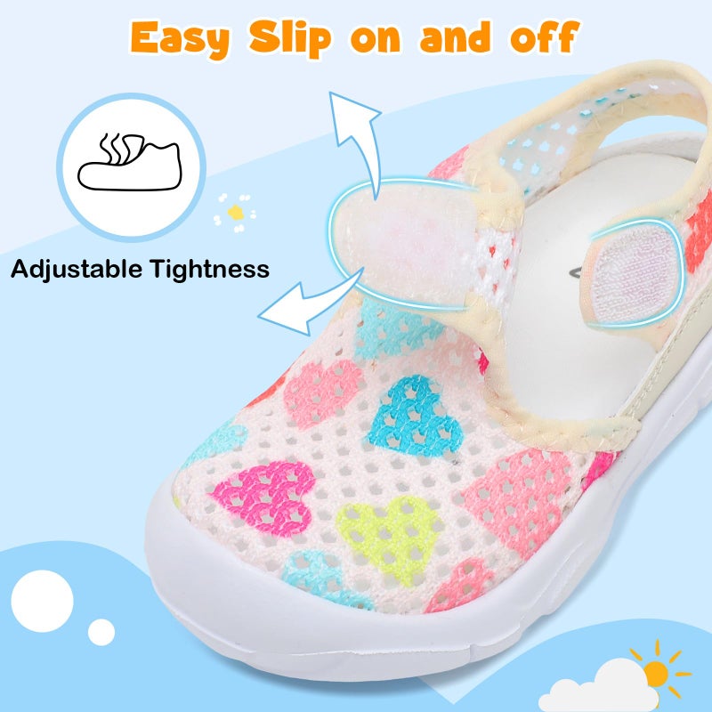 LeIsfIt Toddler Girls Boys Sandals Closed Toe Water Sandals Kids Lightweight Wide Water Shoes for Indoor Outdoor Color Love 7 Toddler - Image 4