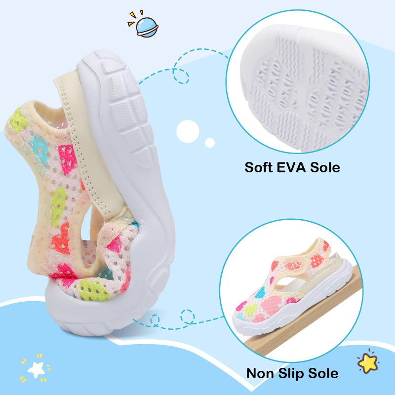 LeIsfIt Toddler Girls Boys Sandals Closed Toe Water Sandals Kids Lightweight Wide Water Shoes for Indoor Outdoor Color Love 7 Toddler - Image 5