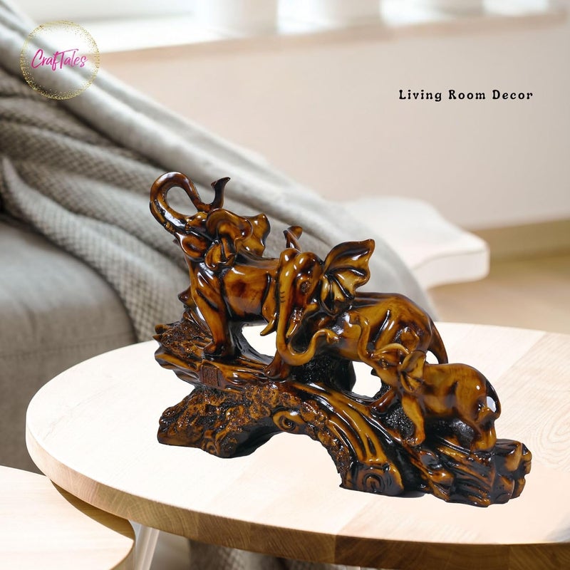 CrafTales CrafTales Elephant Showpiece 177 Inch Long Glossy Wooden Color for Premium Aesthetic Interior Decoration Items Home Decor Items Room Decor Items for Bedroom in Resin - Image 4