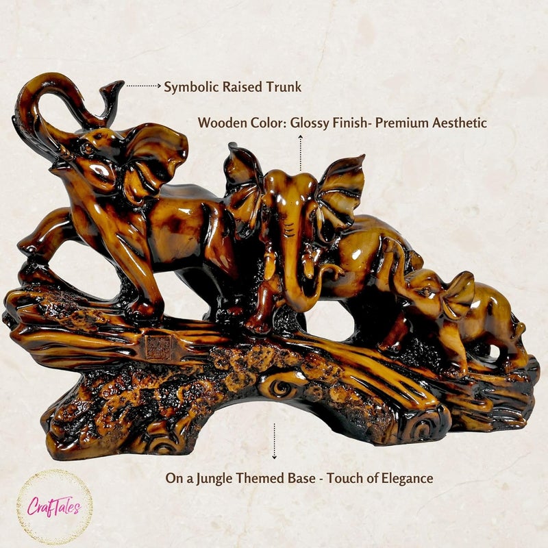 CrafTales CrafTales Elephant Showpiece 177 Inch Long Glossy Wooden Color for Premium Aesthetic Interior Decoration Items Home Decor Items Room Decor Items for Bedroom in Resin - Image 2