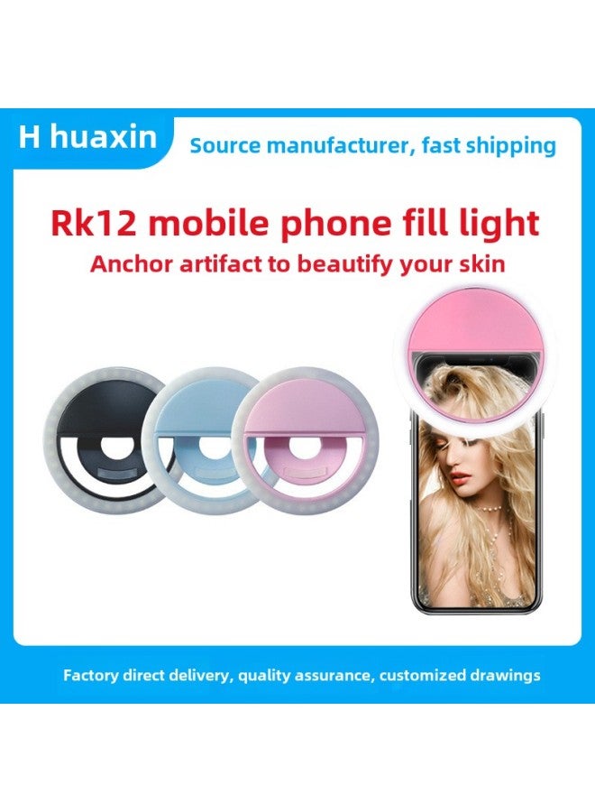 Mobile Phone Selfie Fill Light Led Round Mobile Phone Fill Light Usb Charging Live Broadcast Beauty Mobile Phone Flash Logo-Specifications:High Quality: Blue 28 Lamp Beads (150 MA)  - Image 2