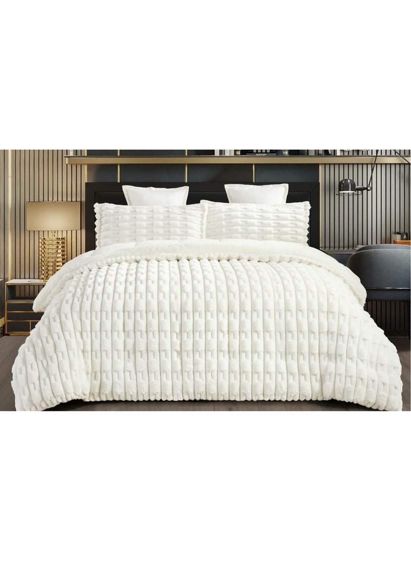 Double bed sheet, two-sided system, velvet side and fur side, soft set, 6-piece system, medium filling, practical / King size 230×250cm - Image 1
