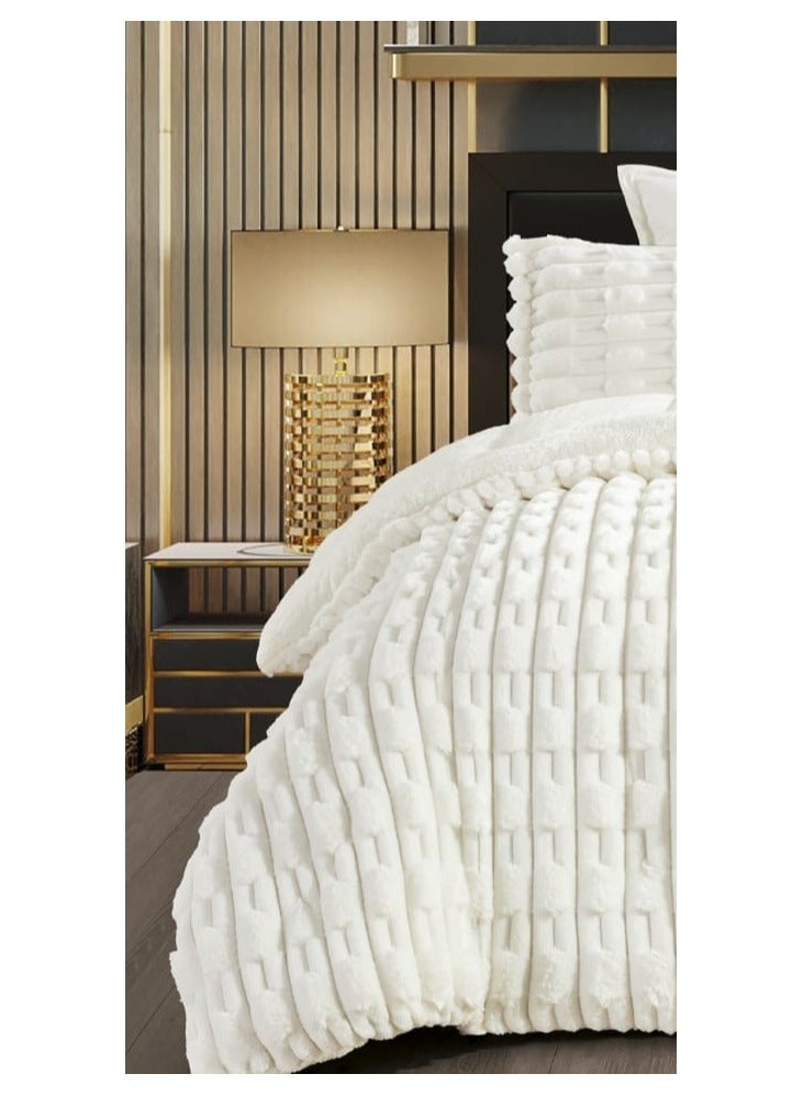 Double bed sheet, two-sided system, velvet side and fur side, soft set, 6-piece system, medium filling, practical / King size 230×250cm - Image 2