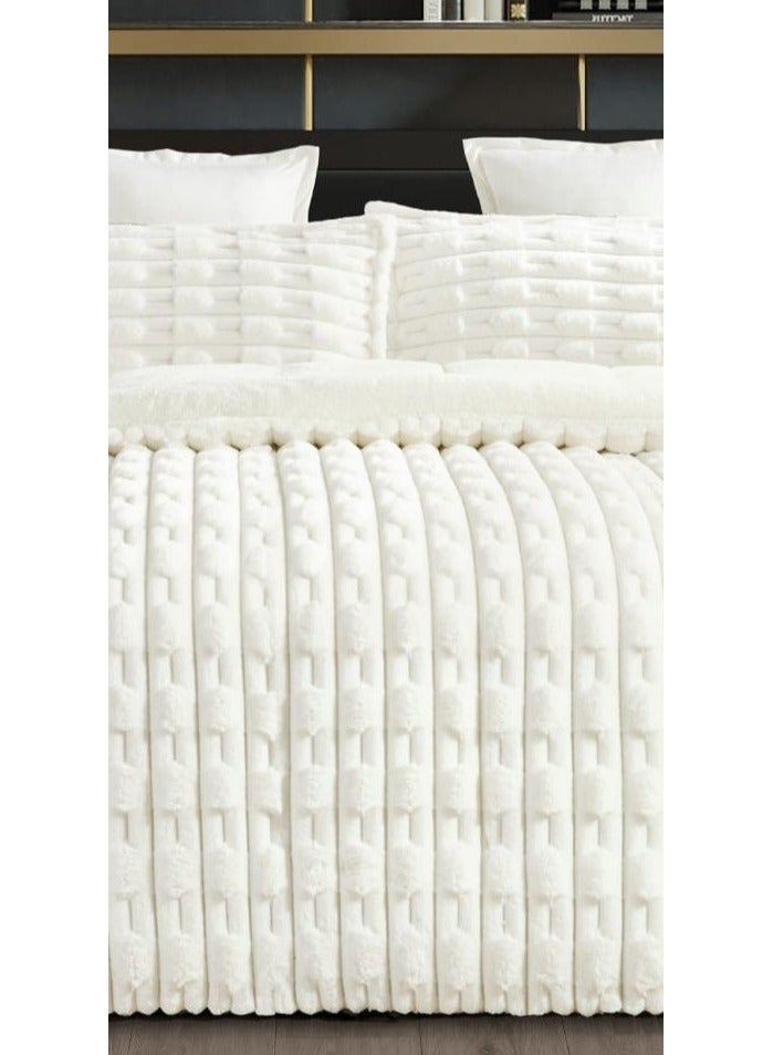 Double bed sheet, two-sided system, velvet side and fur side, soft set, 6-piece system, medium filling, practical / King size 230×250cm - Image 3