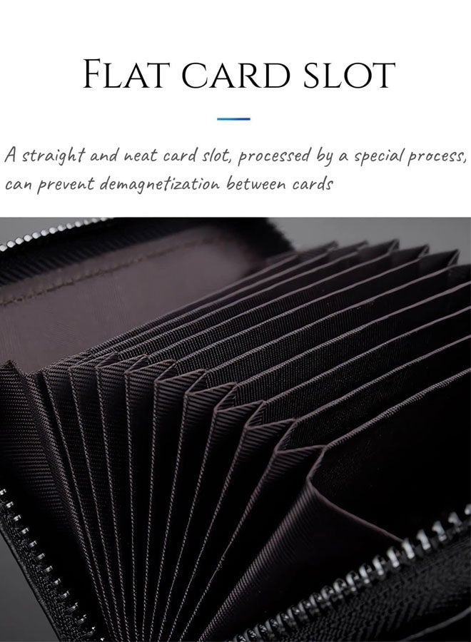Credit Card Holder Synthetic Leather Small Card Wallet For Women Or Men 20 Card Slots RFID Blocking Accordion Wallet With Zipper - Image 4
