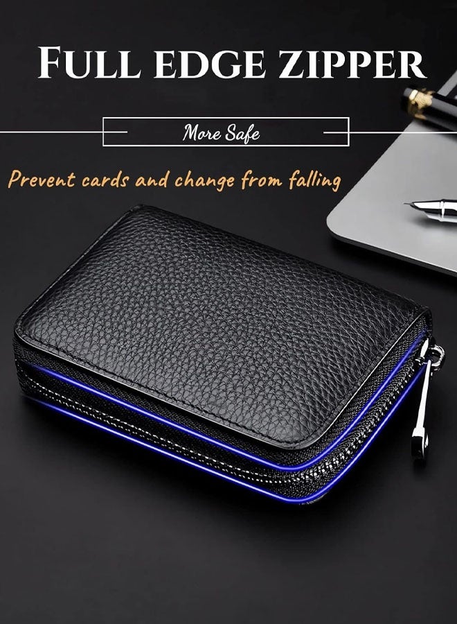 Credit Card Holder Synthetic Leather Small Card Wallet For Women Or Men 20 Card Slots RFID Blocking Accordion Wallet With Zipper - Image 5