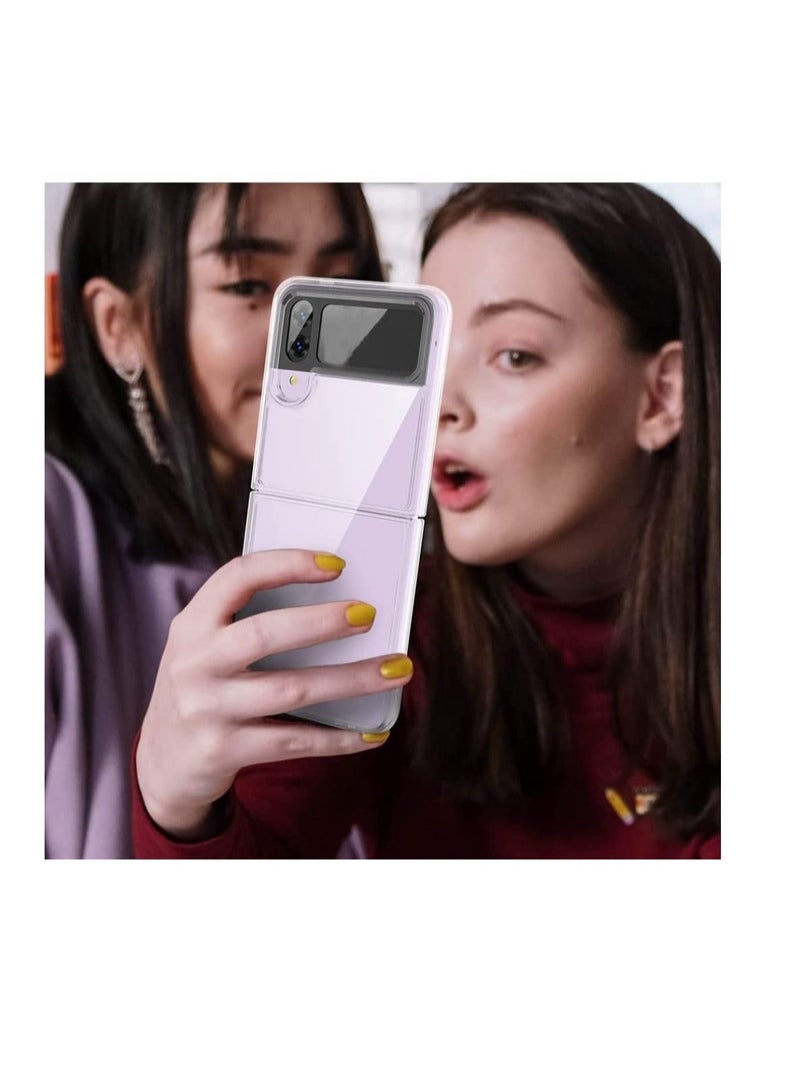 MUNTAQI Slim Case Compatible with Samsung Galaxy Z Flip 4, Premium Thin Transparent Hard PC with Non-Slip Grip Protective Phone Cover for Z Flip4 5G (2022) - Clear - Image 2