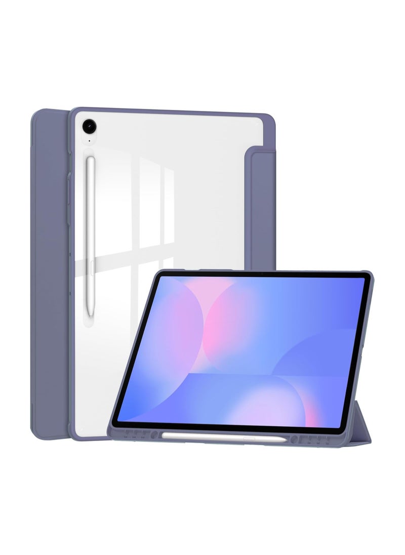 Translucent Case Compatible with Samsung Galaxy Tab S10 FE Plus 13.1 Inch (2025) with Transparent Back Cover and Folding Stand Cover with Pen Holder, Automatic Sleep/wake-up (Lavender)