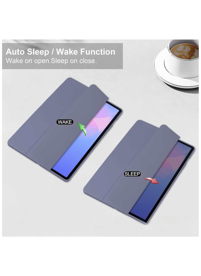 Translucent Case Compatible with Samsung Galaxy Tab S10 FE Plus 13.1 Inch (2025) with Transparent Back Cover and Folding Stand Cover with Pen Holder, Automatic Sleep/wake-up (Lavender)