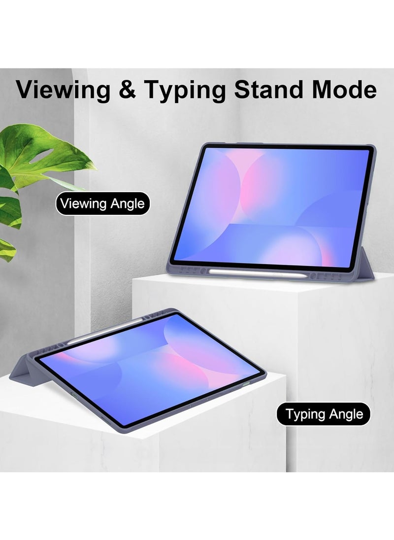 Translucent Case Compatible with Samsung Galaxy Tab S10 FE Plus 13.1 Inch (2025) with Transparent Back Cover and Folding Stand Cover with Pen Holder, Automatic Sleep/wake-up (Lavender)