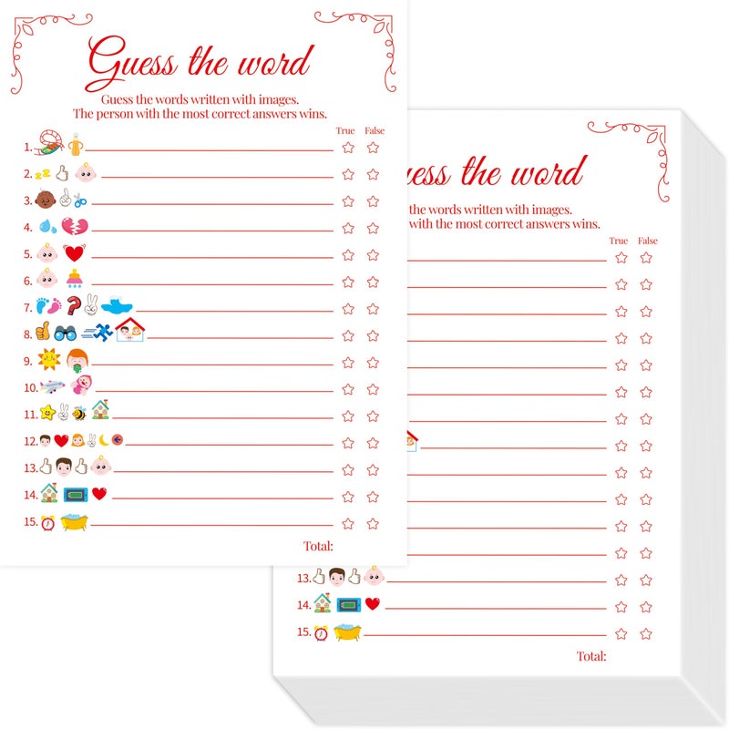 Gethelud 55PCS Baby Shower Games, Predictions Cards & Guess The Phrase with Answer Keys Included Fun Baby Shower Party Games Gender Neutral for Girls or Boys - Image 1