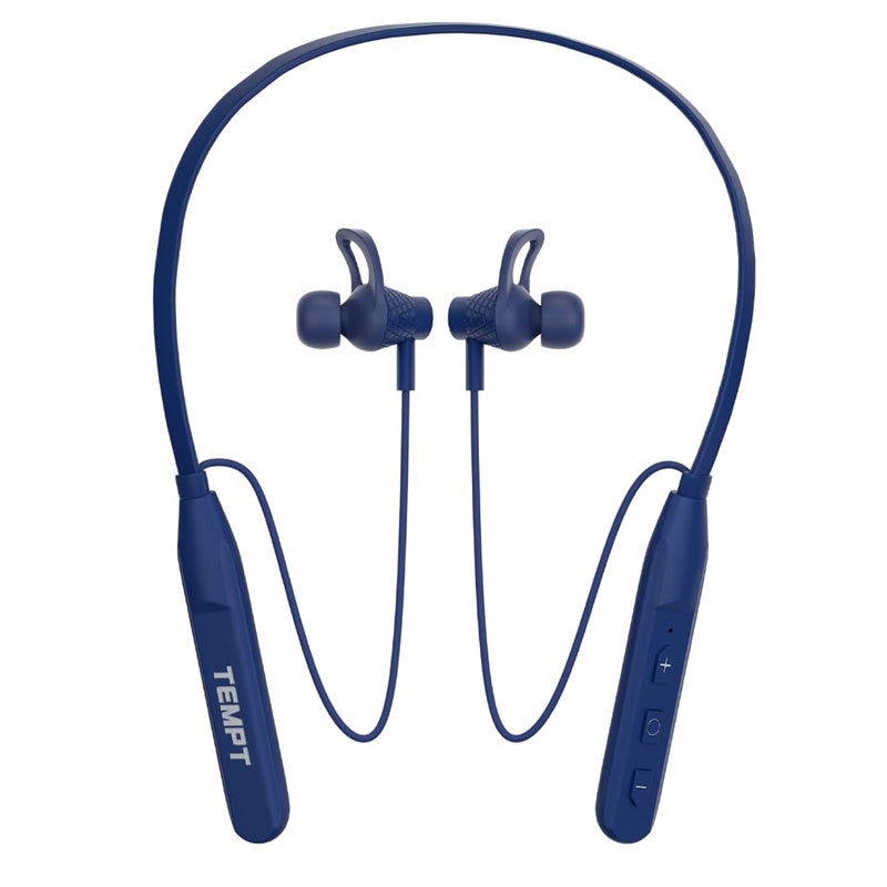 TEMPT Newly Launched Rush X in Ear Wireless Headphones Neckband with 20 Hours of Playback Time, Vibration Alert, BT V5.2, 10mm Drivers with Copper Ring, Crystal Clear Sound (Blue) - Image 1