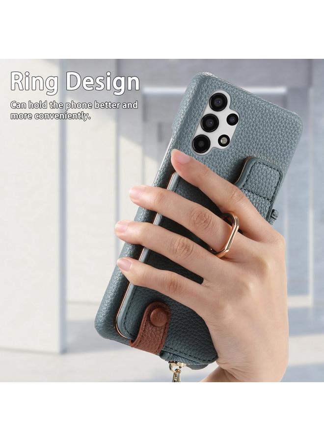 S-TOP Case For Samsung Galaxy A13 4G Litchi Leather Oil Edge Ring Zipper Wallet Back Phone Case - Image 3