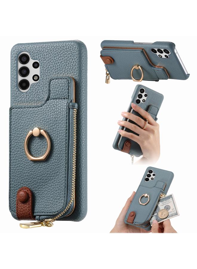 S-TOP Case For Samsung Galaxy A13 4G Litchi Leather Oil Edge Ring Zipper Wallet Back Phone Case - Image 1