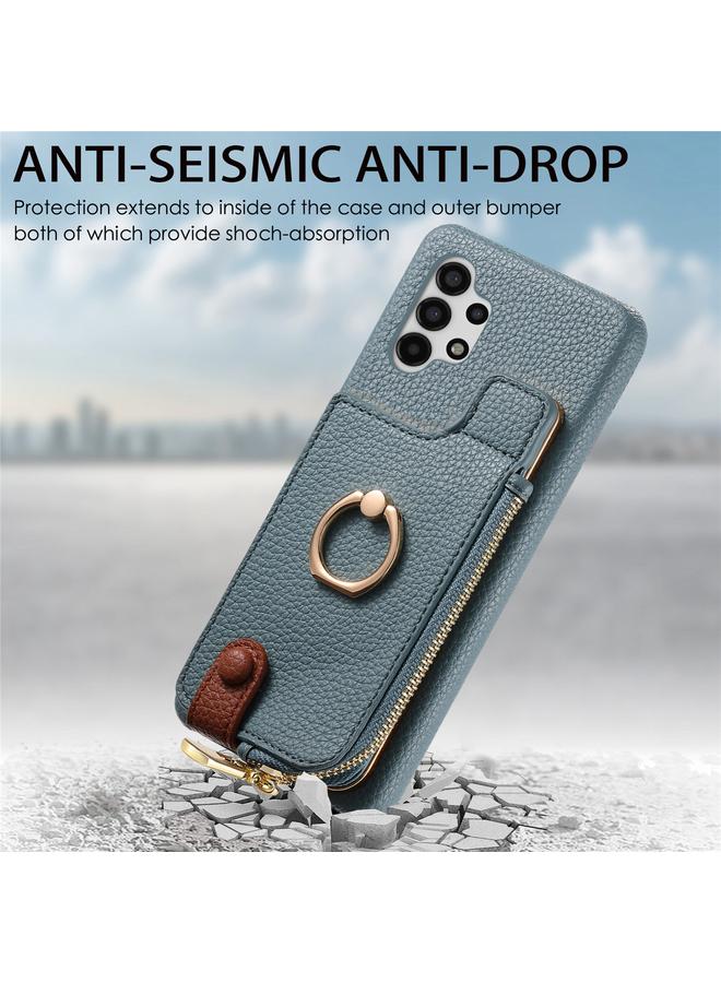 S-TOP Case For Samsung Galaxy A13 4G Litchi Leather Oil Edge Ring Zipper Wallet Back Phone Case - Image 2