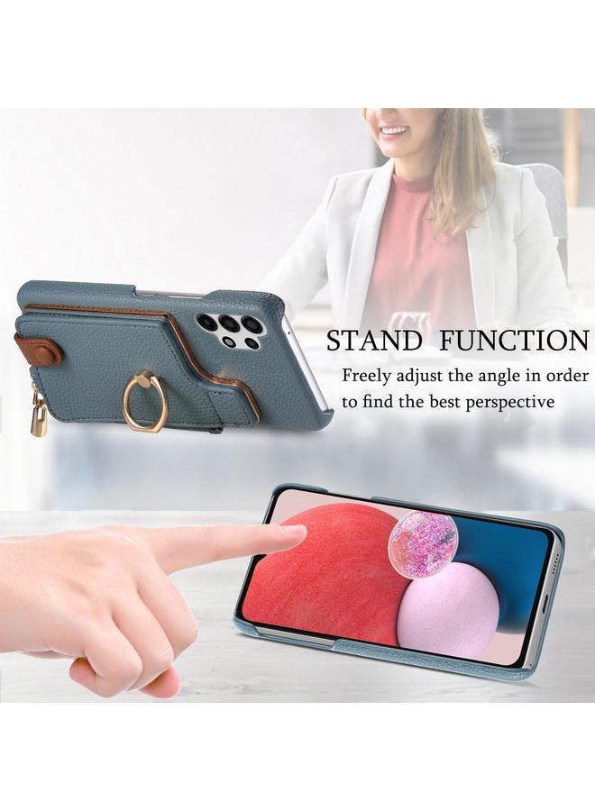 S-TOP Case For Samsung Galaxy A13 4G Litchi Leather Oil Edge Ring Zipper Wallet Back Phone Case - Image 5