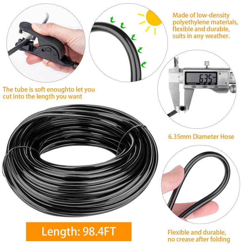 Awpeye Misting Cooling System 98.4FT (30M) Misting Line + 50 Brass Mist Nozzles + 50 T-Connectors + 1 Faucet Adapters (3/4") Outdoor Mister for Patio Garden Greenhouse Trampoline for Waterpark - Image 3