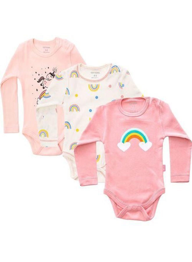 Funny Bunny - (3) Basic Full Sleeves Snap Closure Bodysuit - New Born - Image 1