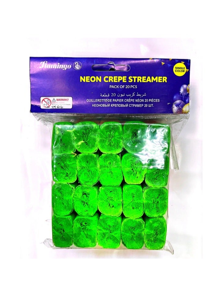 Flamingo Paper Party Streamer Serpentine 200 meter green (20 pcs)packet - Image 1