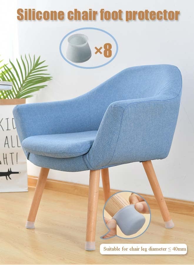 8 PCS Furniture Anti-Scratch Desk Chair Leg Foot Cap, Chair Leg Silicon Protection Cover, Round Furniture Table Feet Cover, Protect Furniture Wood Floors From Scratching And Reduce Noise, Grey - Image 1