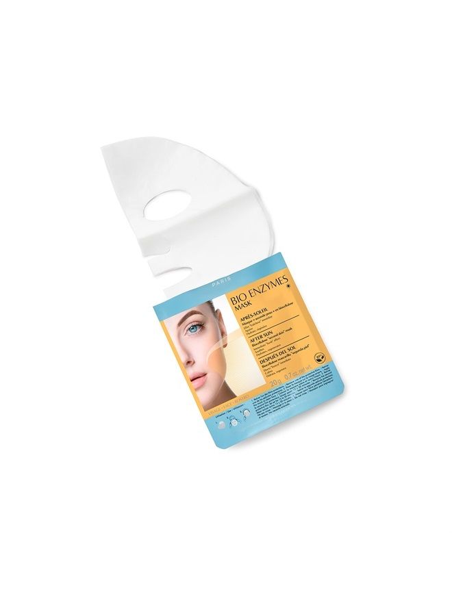 Talika Bio Enzymes After Sun Mask - Moisturizing & Soothing Fast Repair Face Mask - Biocellulose Sun Care Mask - Second Skin Effect Beauty Sheet Mask - 20g - Image 1