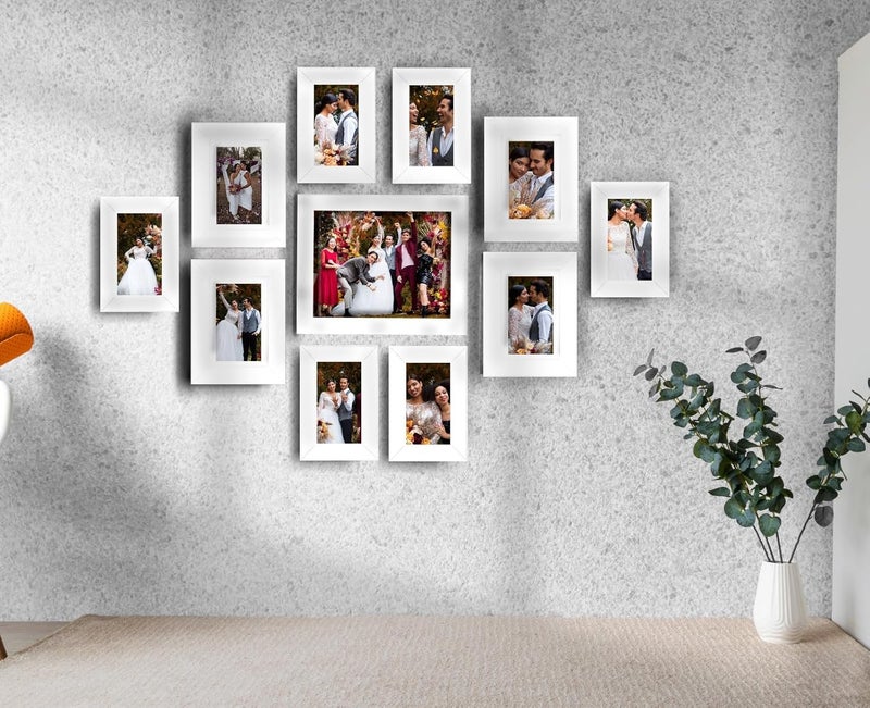 Dev Aastha Solid White Photo Frame Set for Wall Décor | Set of 11 Rectangular Picture Frames with Plexi Glass | Ideal for Home & Office Use | Perfect for Gifting - Image 2
