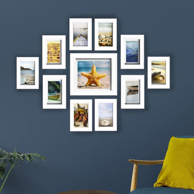 Dev Aastha Solid White Photo Frame Set for Wall Décor | Set of 11 Rectangular Picture Frames with Plexi Glass | Ideal for Home & Office Use | Perfect for Gifting - Image 3