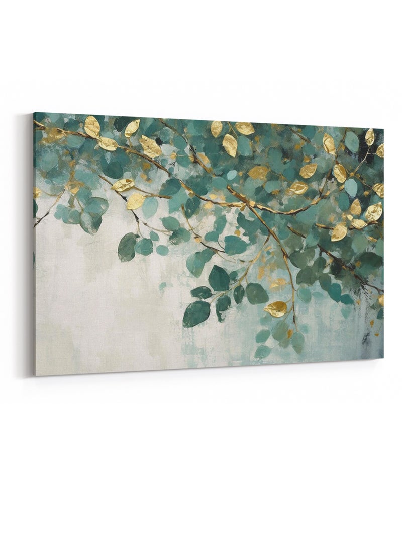 لوحة كانفاس على إطار خشبي بتصميم أوراق ذهبية - Image 4