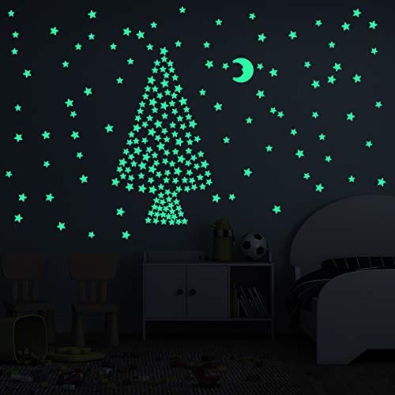 100 Pcs Colorful Glow-in-the-Dark Stars and Moon Wall Stickers for Bedroom and Nursery Decor Fluorescent Noctilucent Murals Ideal for Ceiling and Wall Decoration Perfect for Creating a Magical Nighttime Ambiance - Image 5