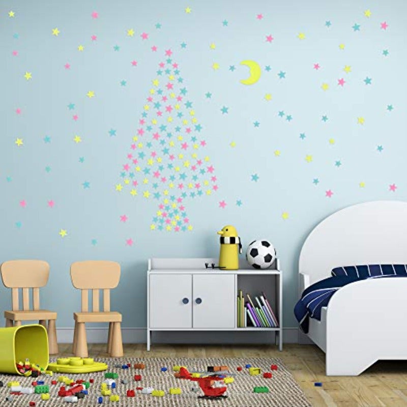 100 Pcs Colorful Glow-in-the-Dark Stars and Moon Wall Stickers for Bedroom and Nursery Decor Fluorescent Noctilucent Murals Ideal for Ceiling and Wall Decoration Perfect for Creating a Magical Nighttime Ambiance - Image 4