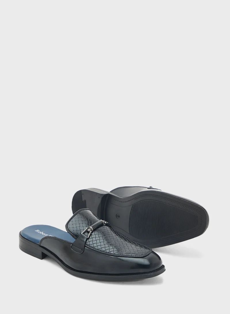 Robert Wood Trim Detail Loafer Mules