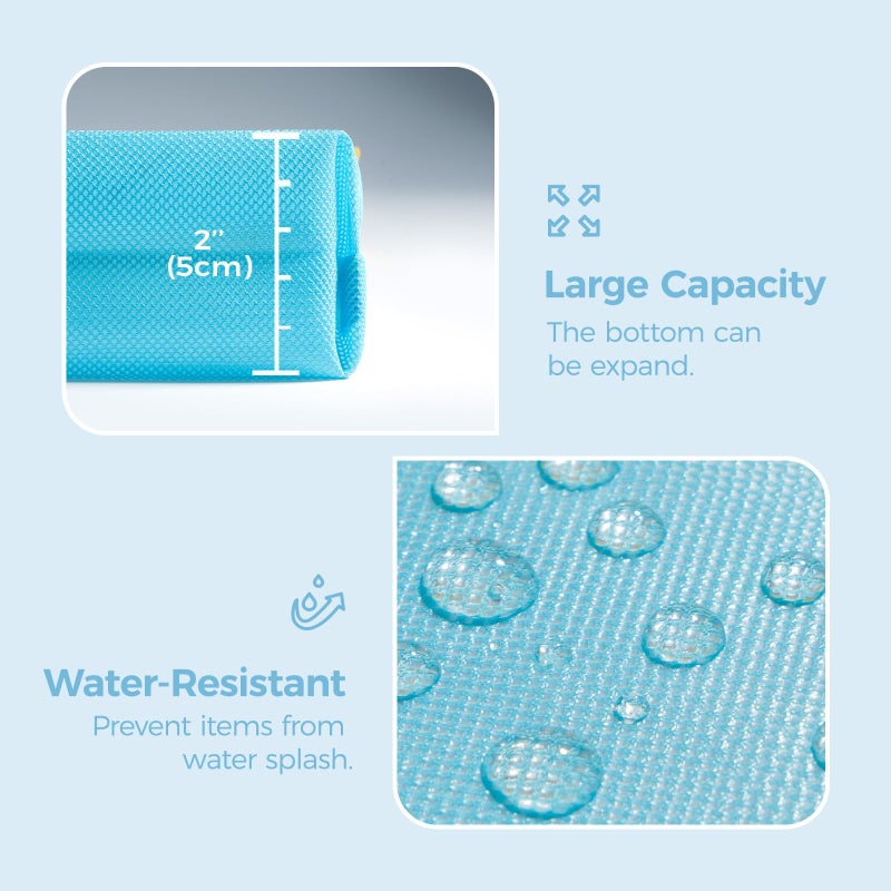 pack all Water-resistant Material Zipper Pouch, Mesh Zipper Bag for Storage, Travel, Office (Small, Blue) - Image 3