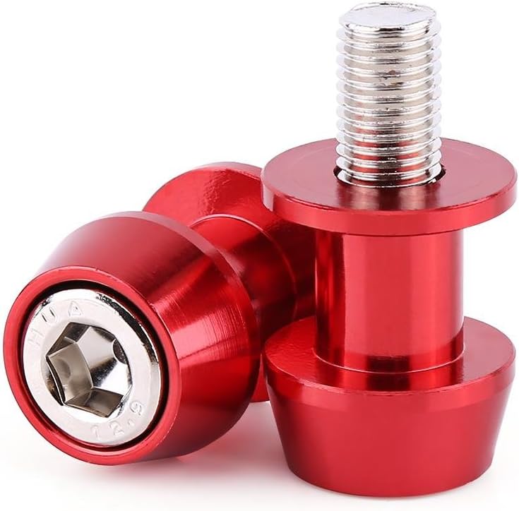 Aramox Swing Arm Stand Screw, 8/10mm CNC Aluminum Alloy Spool Sliders Protector for Motorcycles (8mm-Red) - Image 1