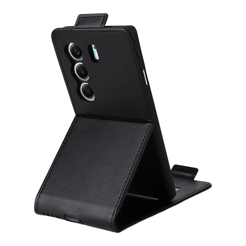 HuHa Case Cover For Tecno Camon 40 Pro 4G/ 5G Magnetic Vertical Flip Leather Phone Case with Buckle(Black) - Image 4